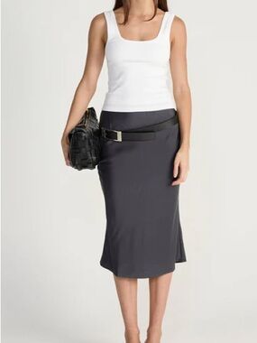 Charcoal Clothing Grey Midi Skirt